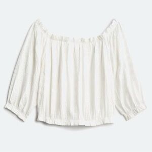 MASON & BELLE Clois Eyelet Off The Shoulder Top Shirt - Small - White